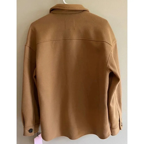 Avec Les Filles NWT Solid Shirt Tail Shacket in Cognac Size Large - Picture 9 of 11